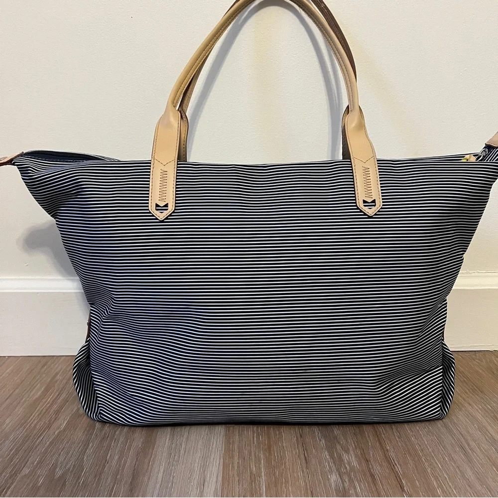 STELLA & DOT "How Does She Do It" Purse/ Tote Blue & White Stripe Adjustable - Picture 2 of 13